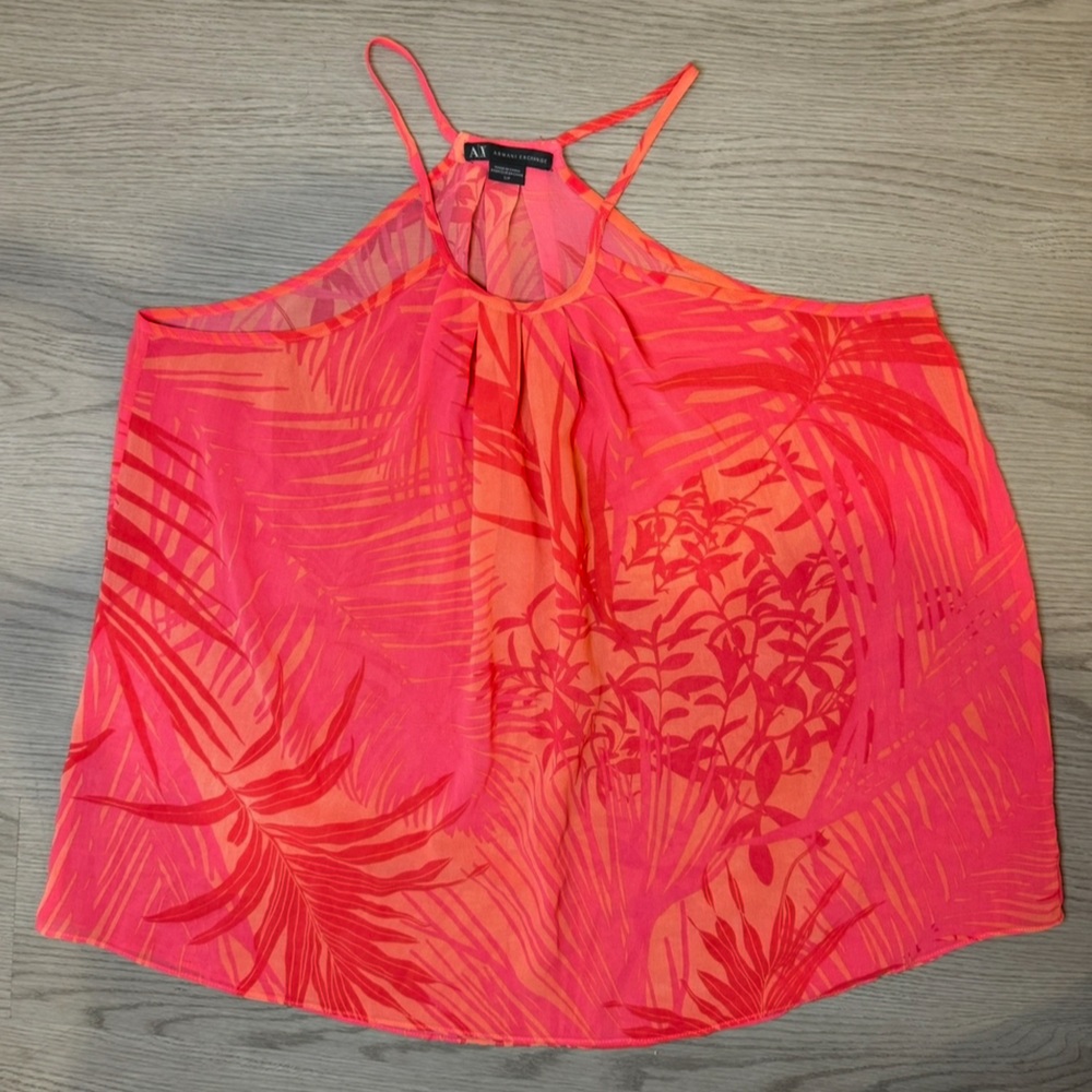 Armani Exchange Y2K Coral Pink Tropical Print Cami Tank Size S